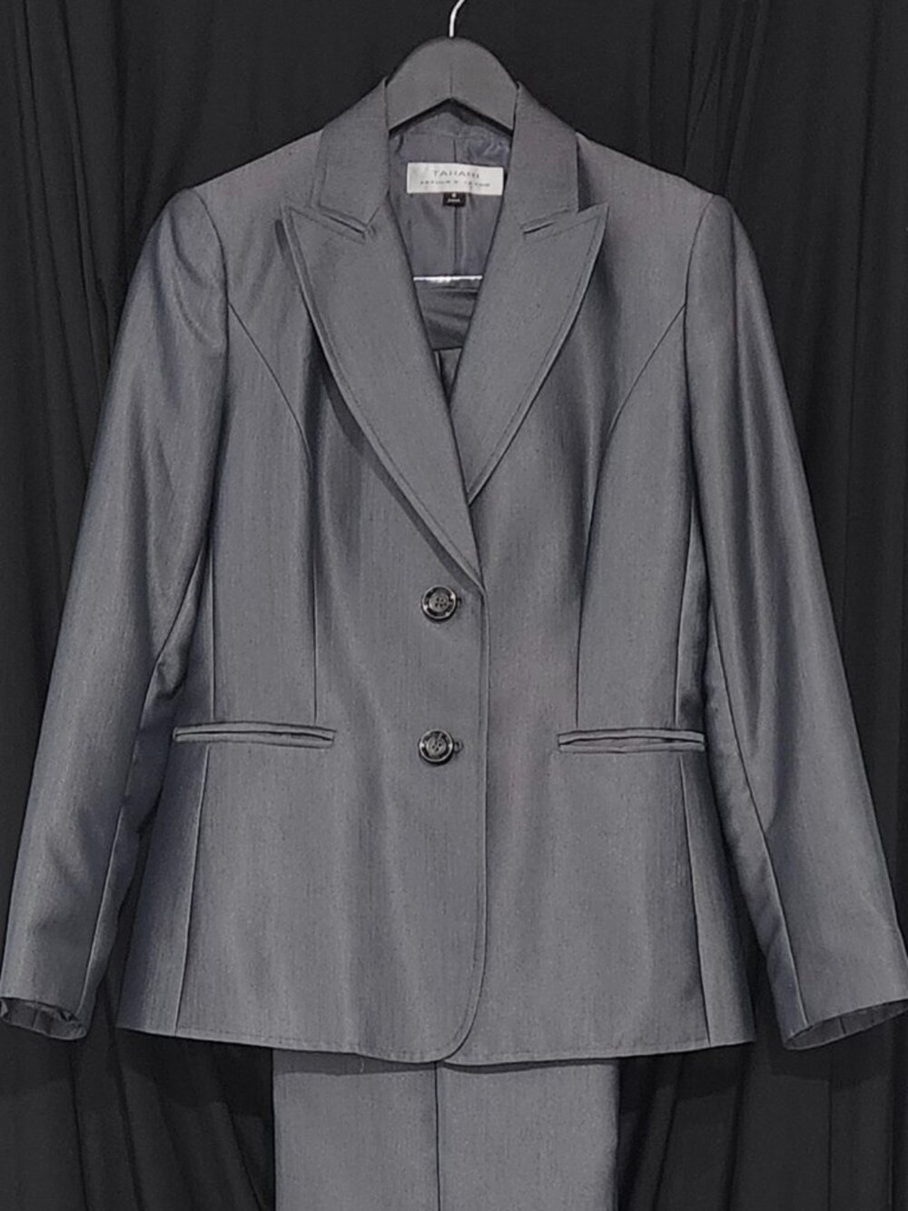 Grey Tahari Suit, Size 6 Iridescent